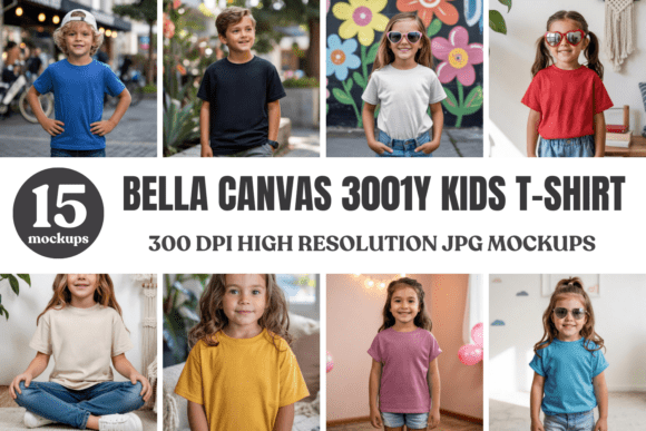 Download Bella Canvas 3001Y Kids Mockup Bundle 1 - Mockup Collection