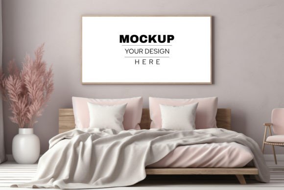 Download Frame Wall Mockup. Bedroom Interior - Mockup Collection