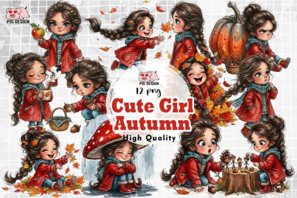 Download Cute Girl Autumn Clipart PNG - Girl Collection