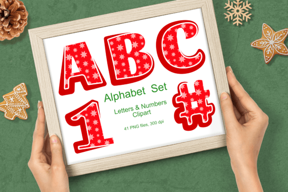 Download Red Xmas Stars Pattern Alphabet Clipart - Pattern Collection