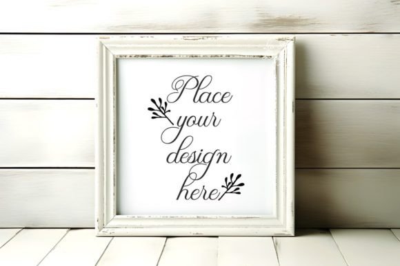 Download White Wooden Rustic Square Frame Mockup - Mockup Collection