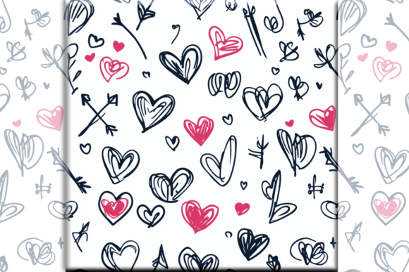 Download Seamless Hand Drawn Hearts Arrow Pattern - Pattern Collection