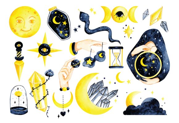 Download Mystic Astronomy Water Color Vector - Premium Resources