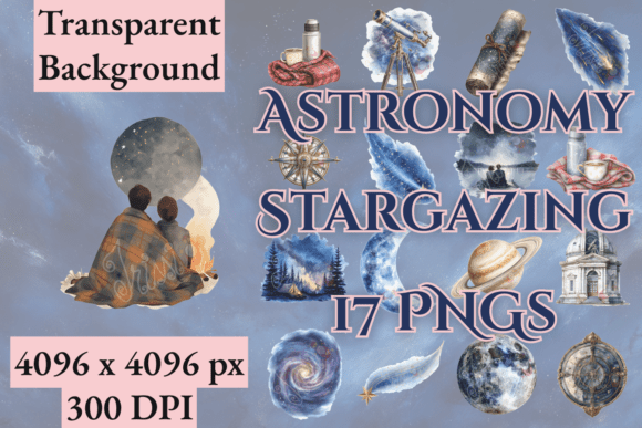 Download Astronomy Stargazing Watercolor Art PNG - Astronomy Collection