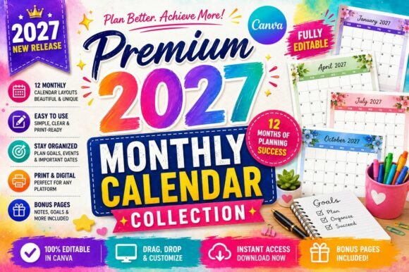 Download Premium 2027 Monthly Calendar Collection - Premium Collection
