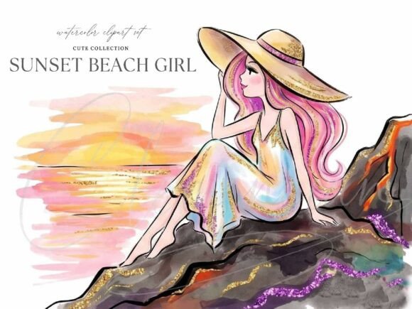 Download Sunset Beach Girl Clipart PNG - Girl Collection