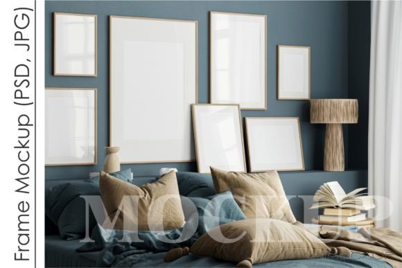 Download Gallery Wall Mockup in Bedroom Interior - Mockup Collection