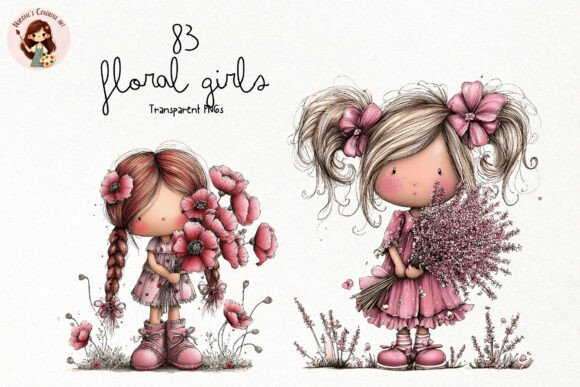 Download Pink Floral Girls PNG Clipart Bundle - Girl Collection