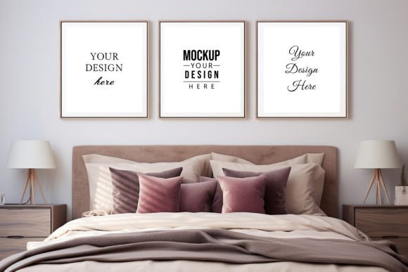 Download Frame Wall Mockup. Bedroom Interior - Mockup Collection