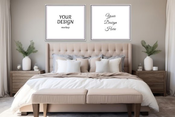 Download Frame Wall Mockup. Bedroom Interior - Mockup Collection