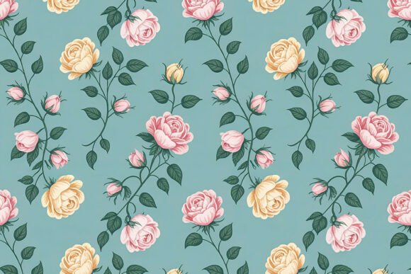 Download Delicate Pastel Rose Vine Pattern - Pattern Collection