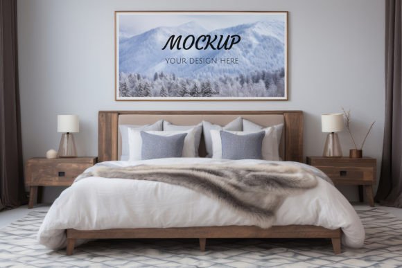 Download Frame Wall Mockup. Bedroom Interior - Mockup Collection