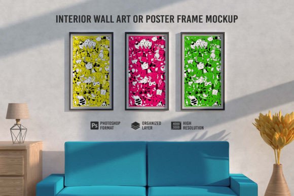 Download Interior Wall Art or Poster Frame Mockup - Mockup Collection