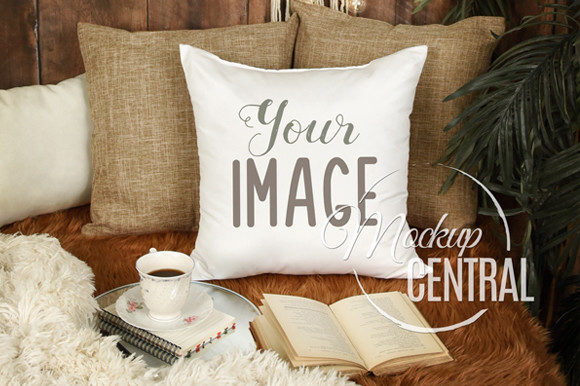 Download Rustic Square Bedroom Mockup Pillow - Mockup Collection