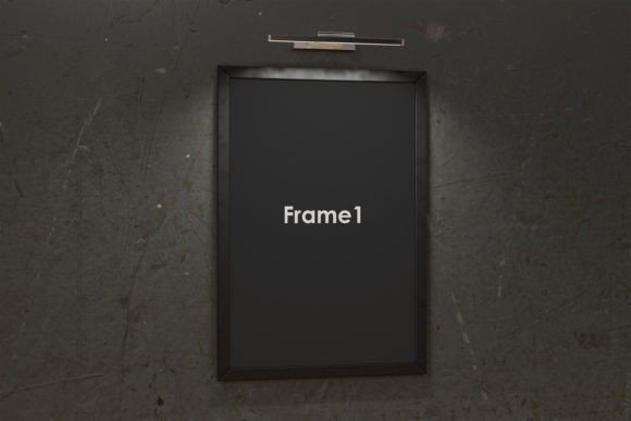 Download Blank Frame on Concrete Wall Mockup - Mockup Collection