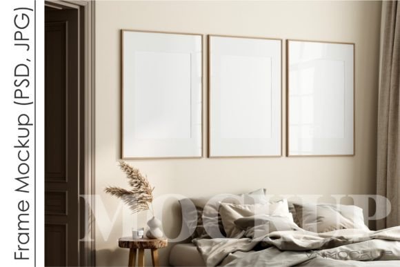 Download Gallery Frame Mockup in Bedroom Interior - Mockup Collection