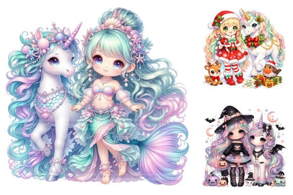 Download Cute Chibi Girl Unicorn Seasonal Clipart - Girl Collection