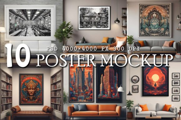 Download Poster Mockup Room Bundle Vol.2 - Mockup Collection