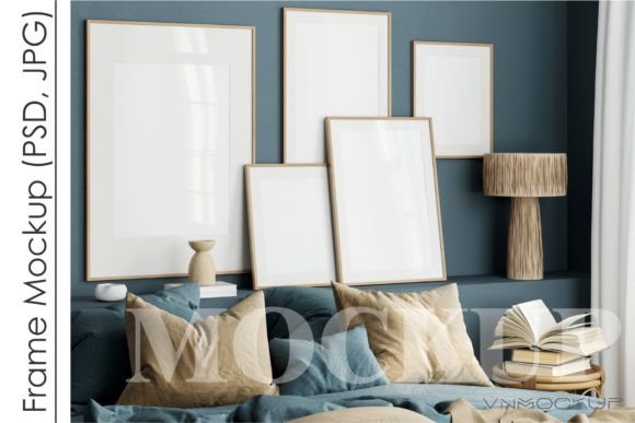 Download Gallery Wall Mockup in Bedroom Interior - Mockup Collection