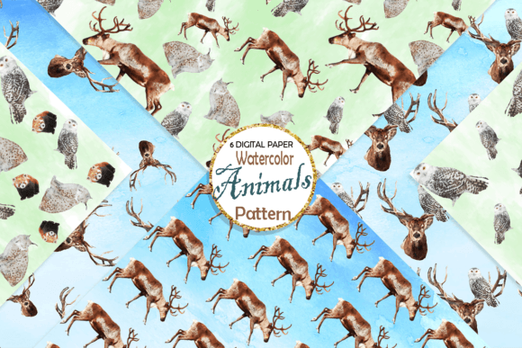 Download Watercolor Owl and Snow Leopard Pattern - Pattern Collection