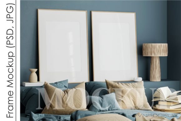 Download Gallery Wall Mockup in Bedroom Interior - Mockup Collection